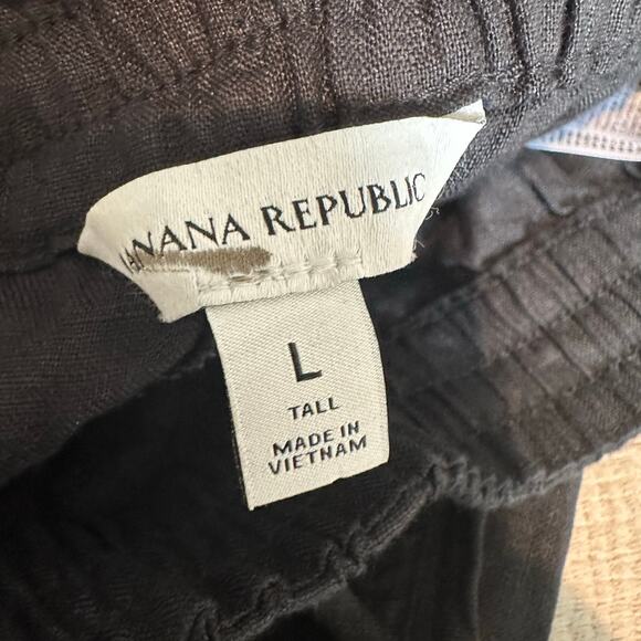 Banana Republic TALL Linen Pull On Ankle Pant Black L 713472 - Picture 4 of 11